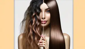 頭髮的質感對比圖：展示使用植物油對頭髮質感的對比圖，可以清楚地展示植物油對頭髮質感的改善效果